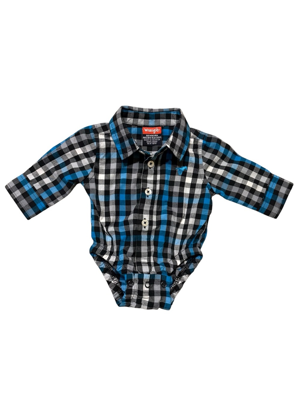 Wrangler Newborn Plaid Button Down Bodysuit